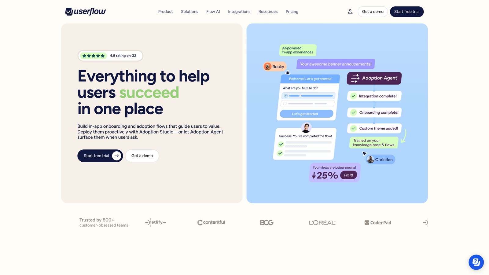 Screenshot of Userflow website