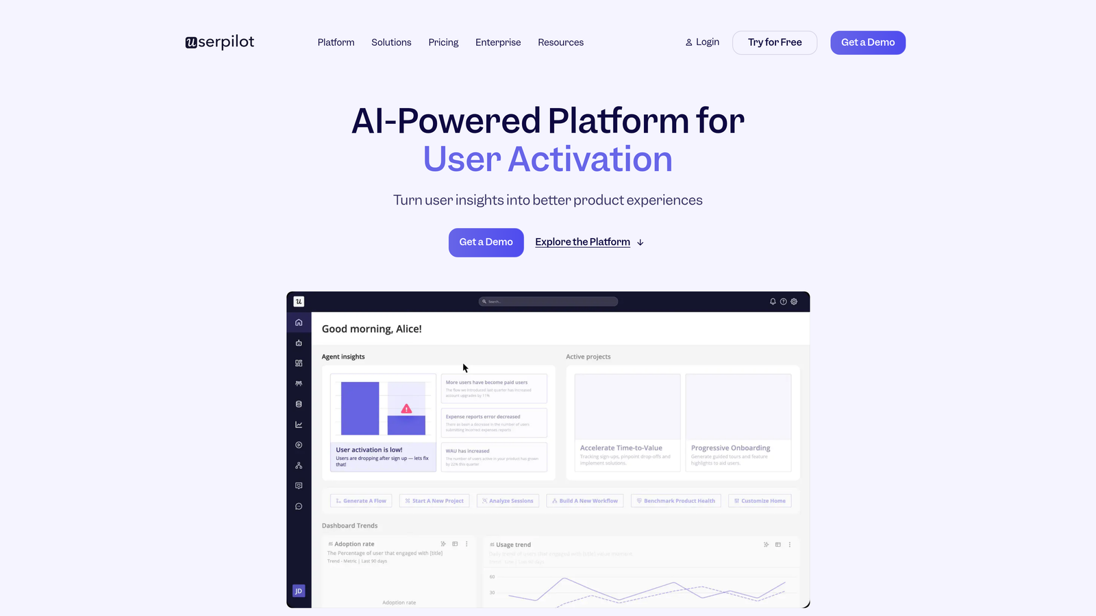 Screenshot of Userpilot website