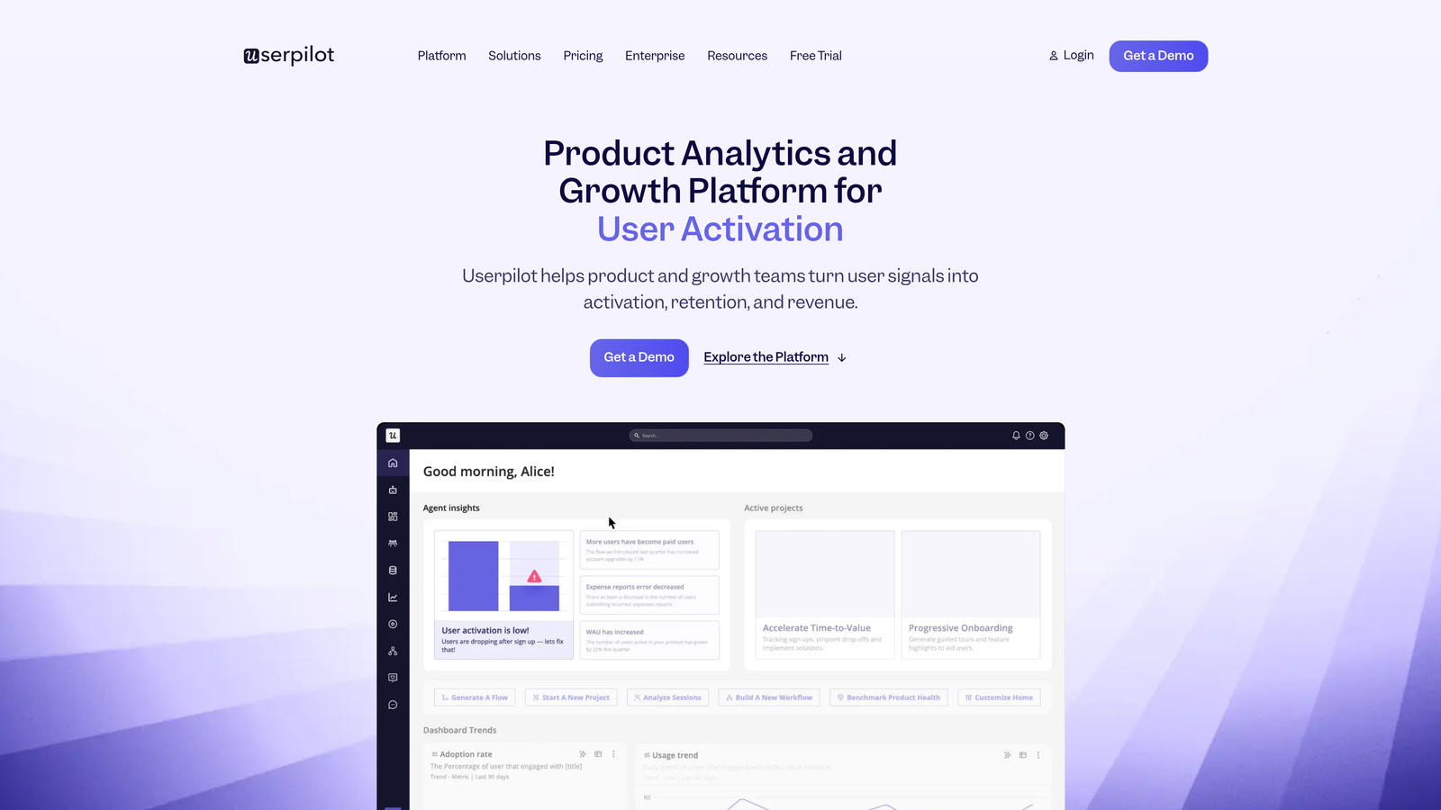 Screenshot of Userpilot website