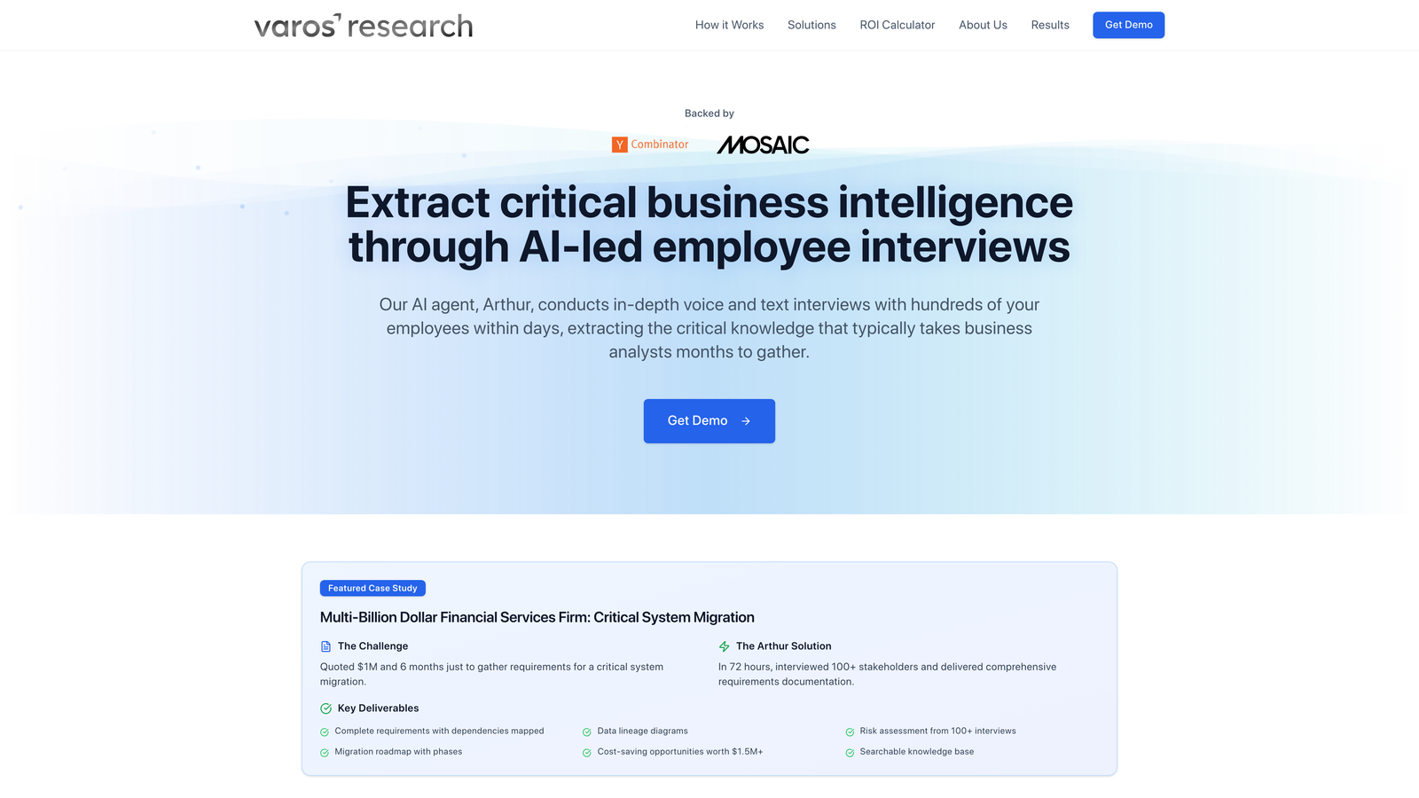 Screenshot of Varos website