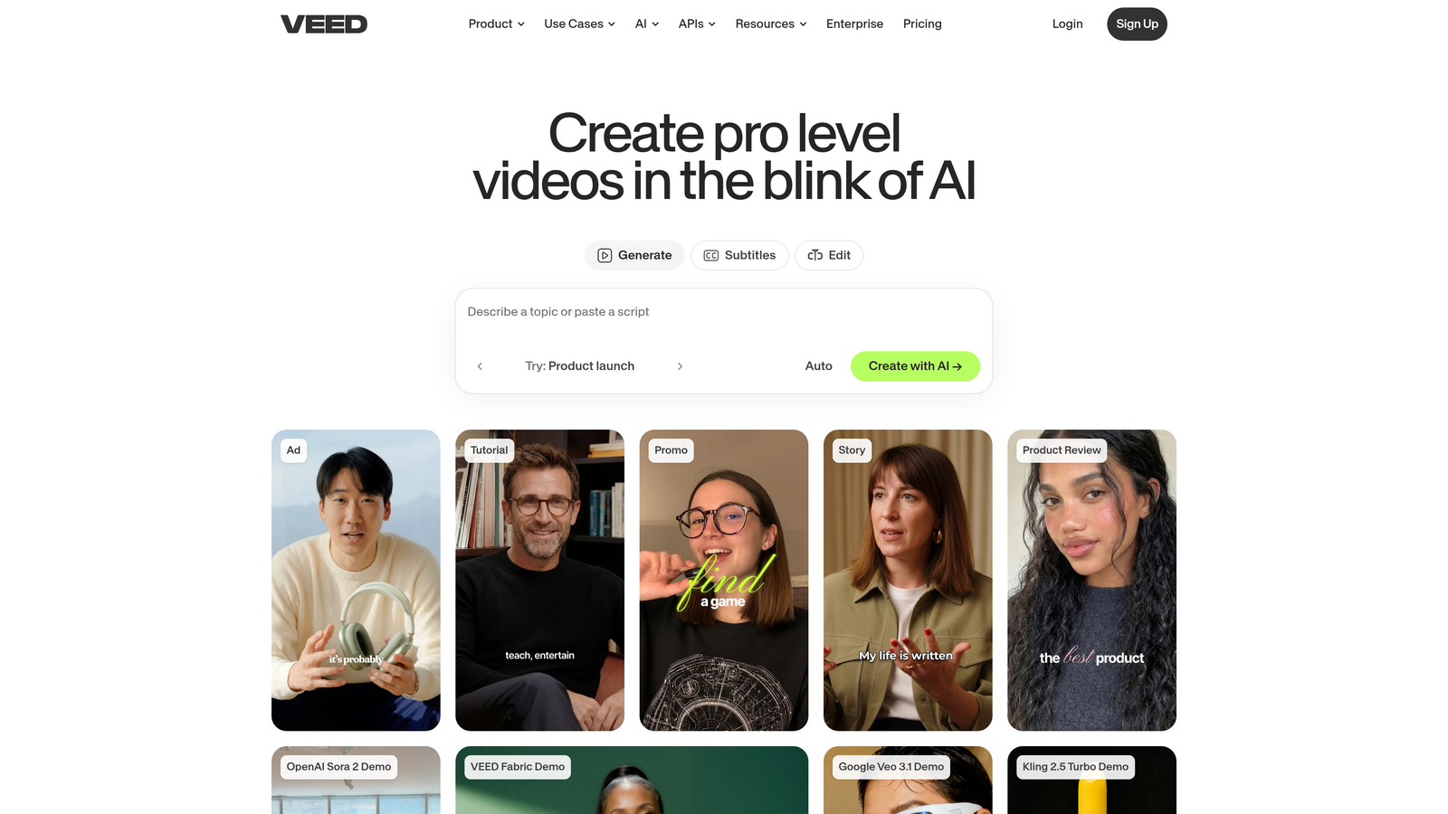 Screenshot of Veed.io website