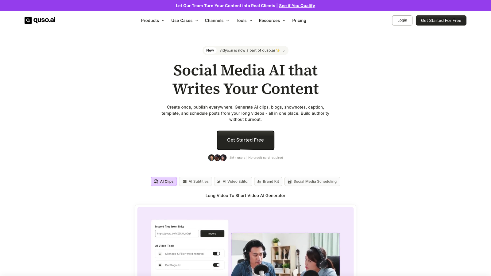 Screenshot of Vidyo.ai website