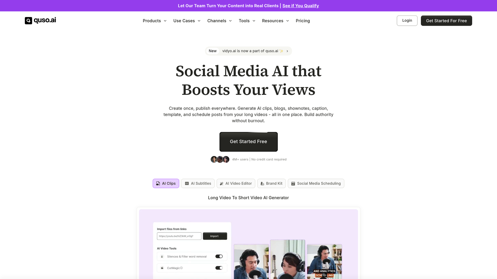 Screenshot of Vidyo.ai website