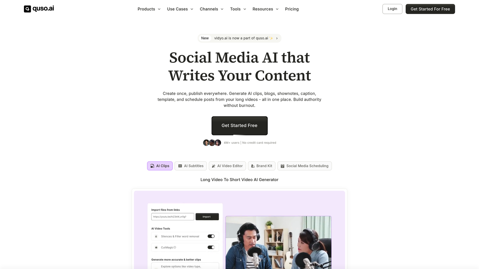 Screenshot of Vidyo.ai website