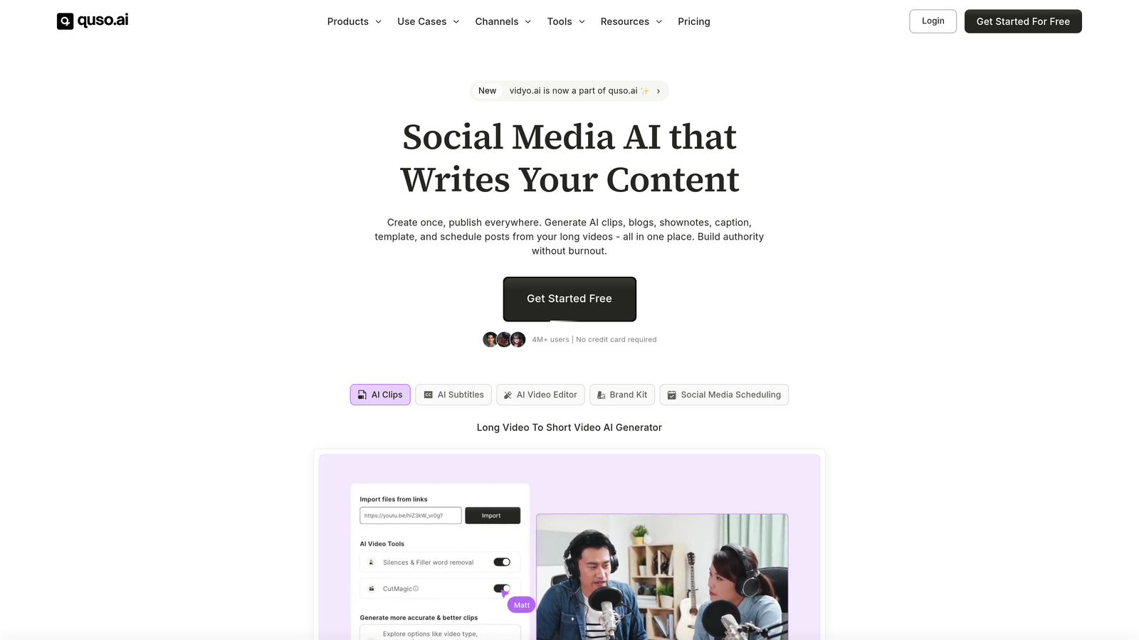 Screenshot of Vidyo.ai website