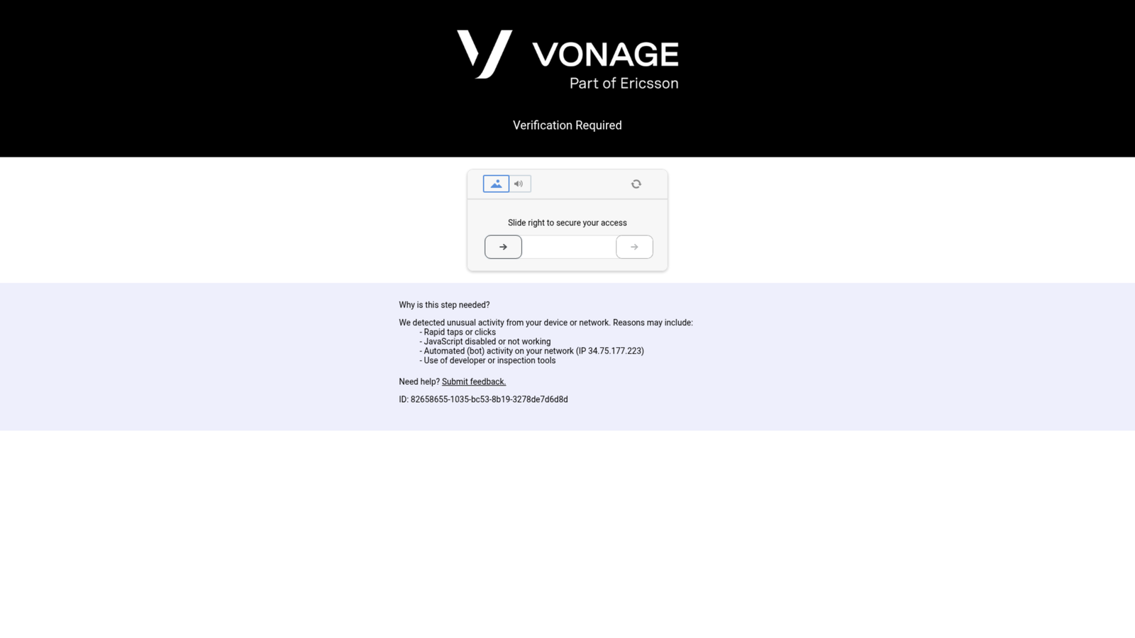 Screenshot of Vonage Business website