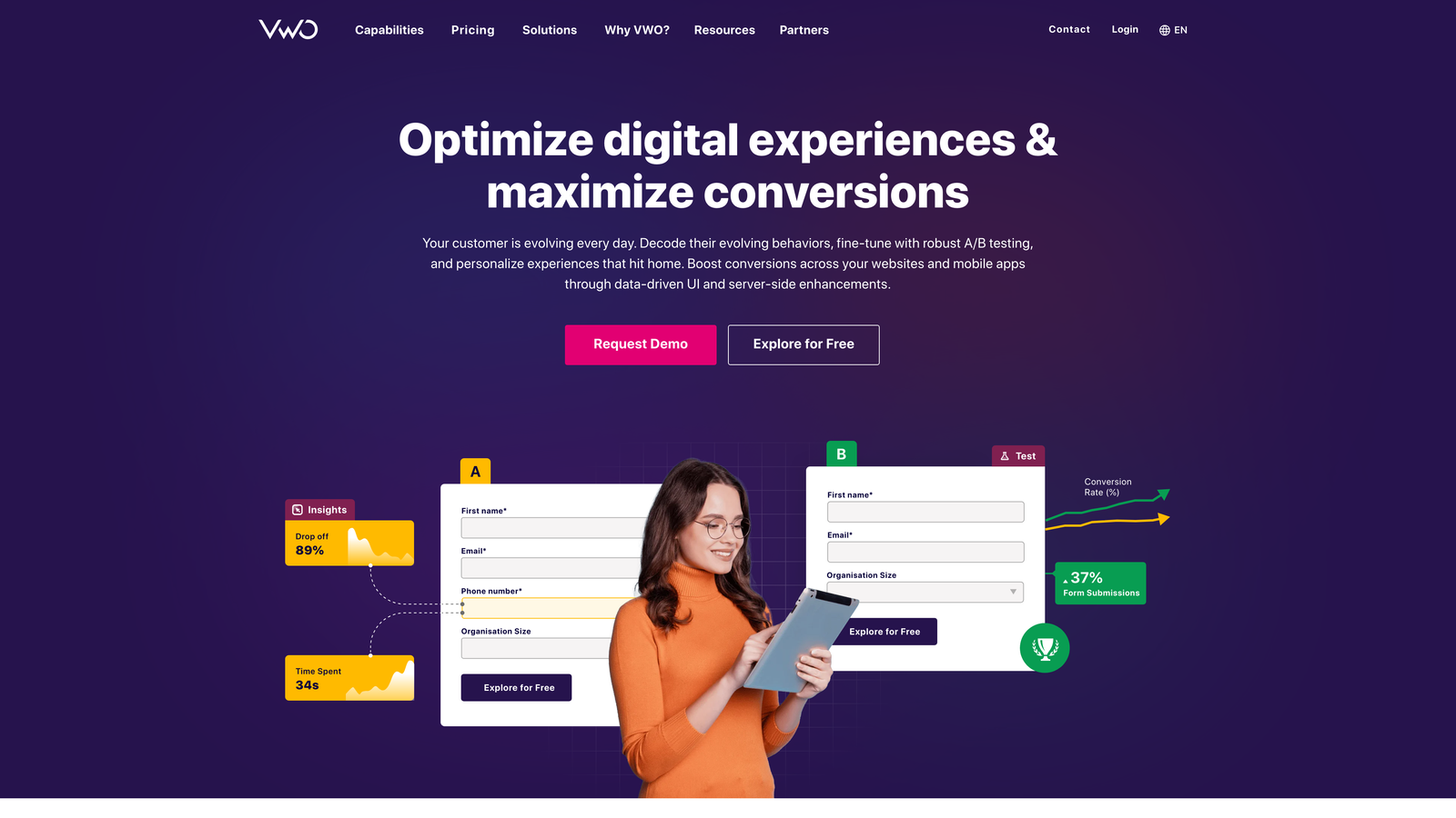 Screenshot of VWO website