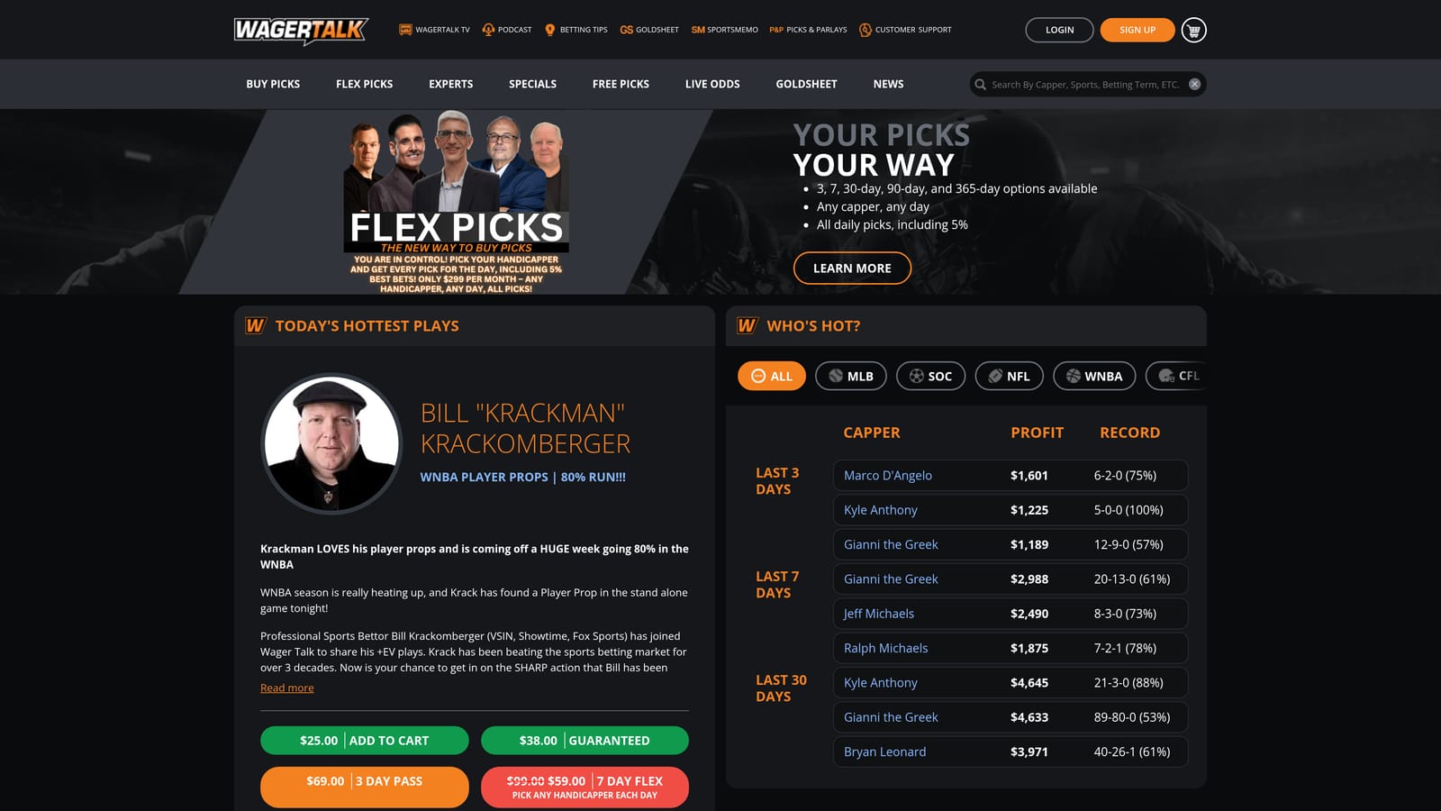 Screenshot of WagerTalk website
