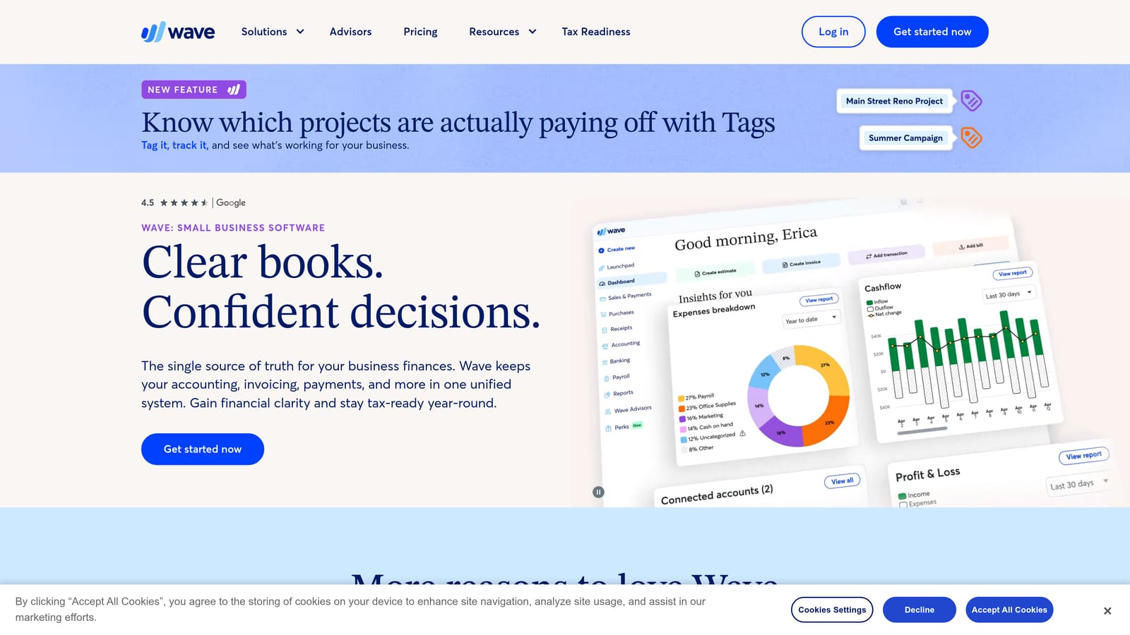 Screenshot of Wave website