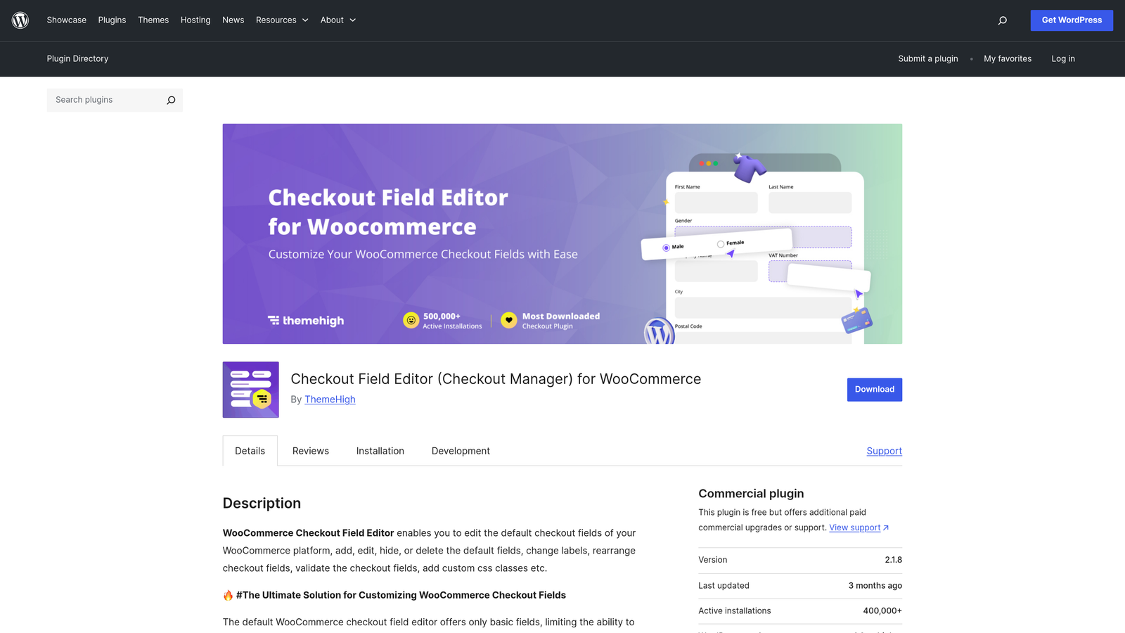 Screenshot of WooCommerce Checkout Fields Editor website