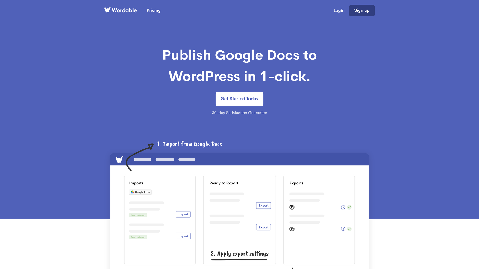 Screenshot of Wordable website