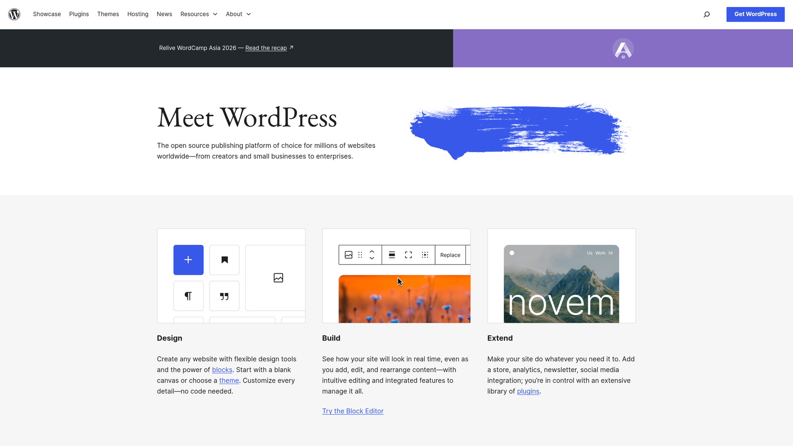 Screenshot of WordPress website