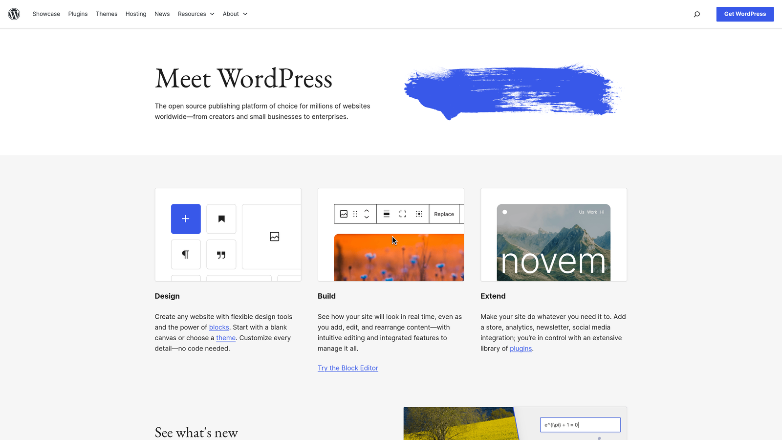 Screenshot of WordPress website