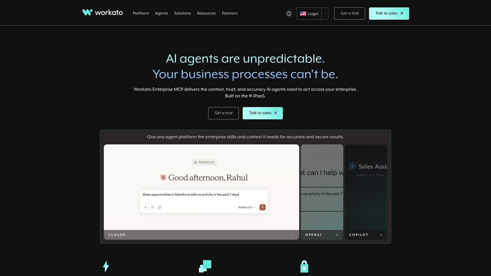 Screenshot of Workato website
