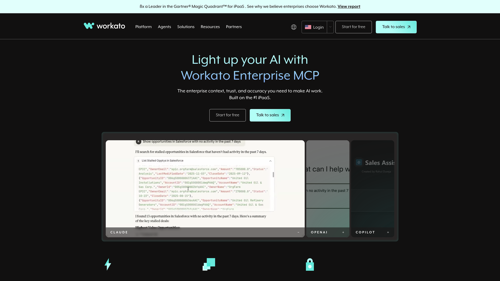 Screenshot of Workato website