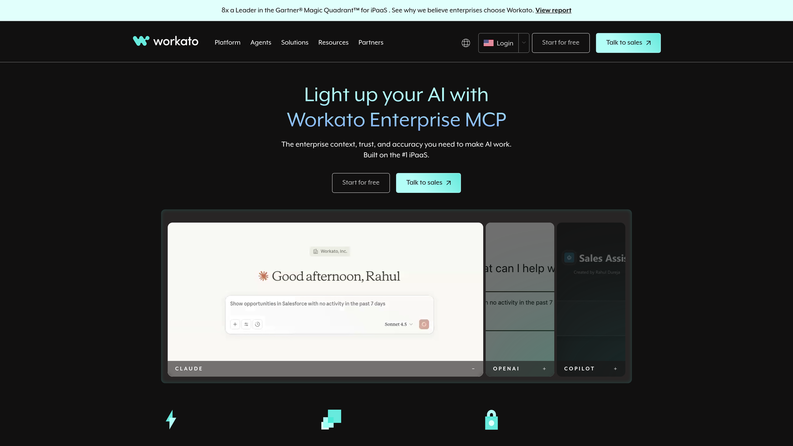 Screenshot of Workato website