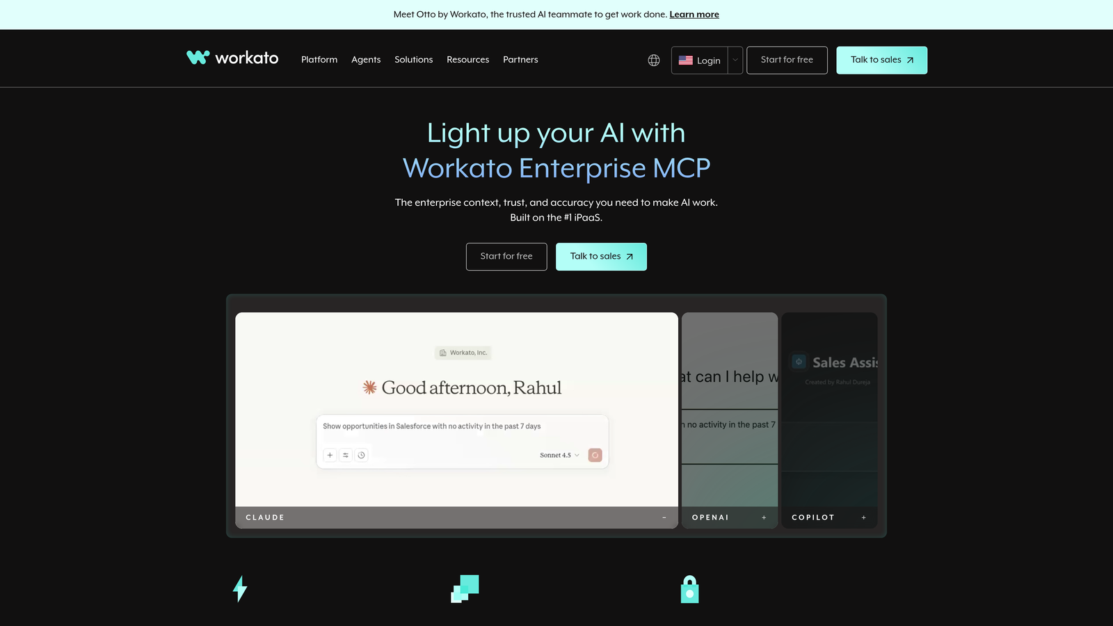 Screenshot of Workato website