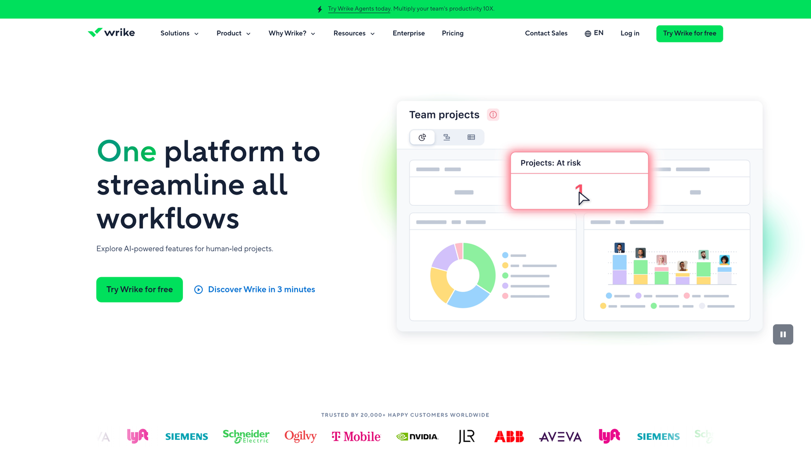 Screenshot of Wrike website