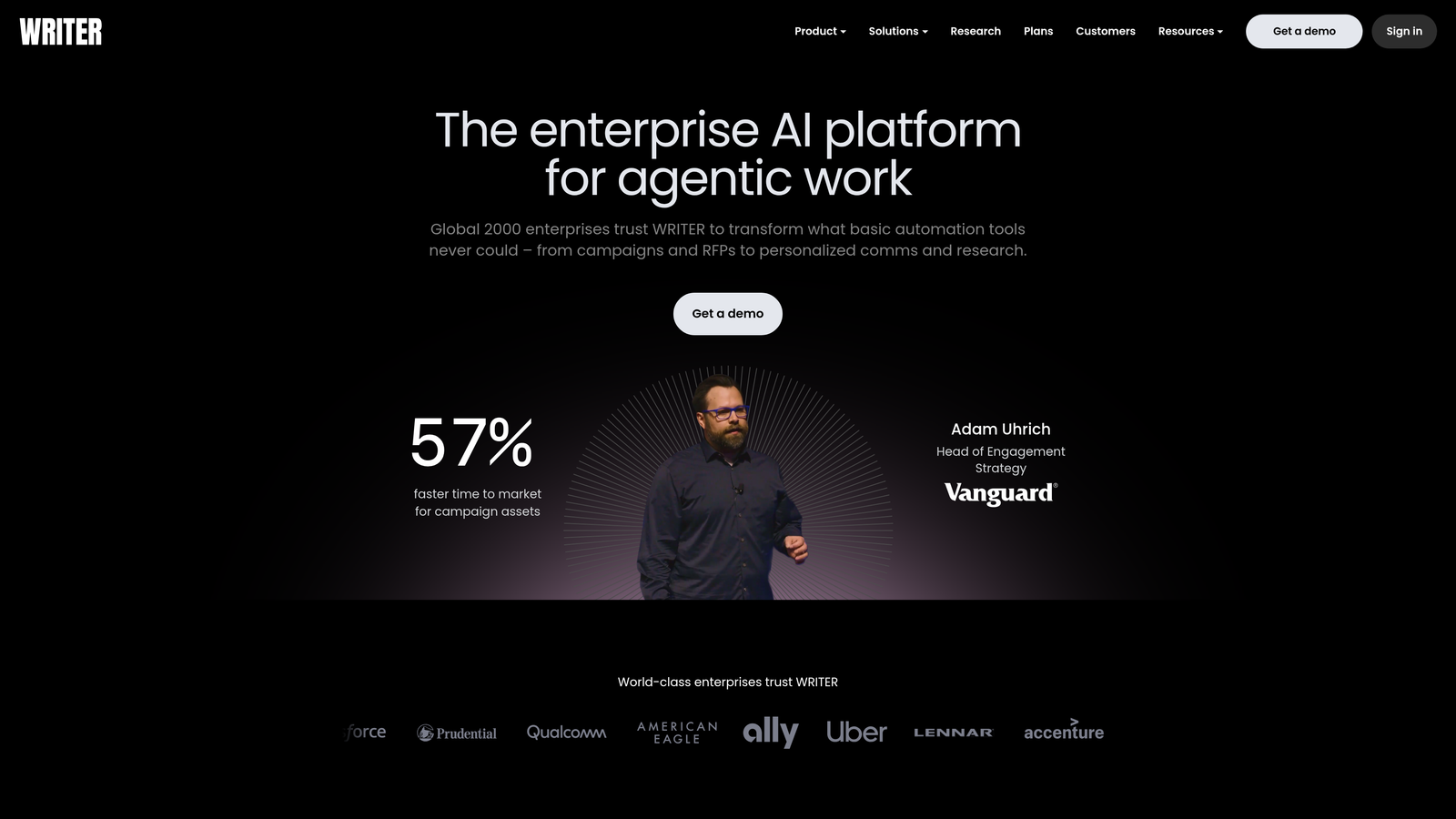 Screenshot of Writer.com website homepage