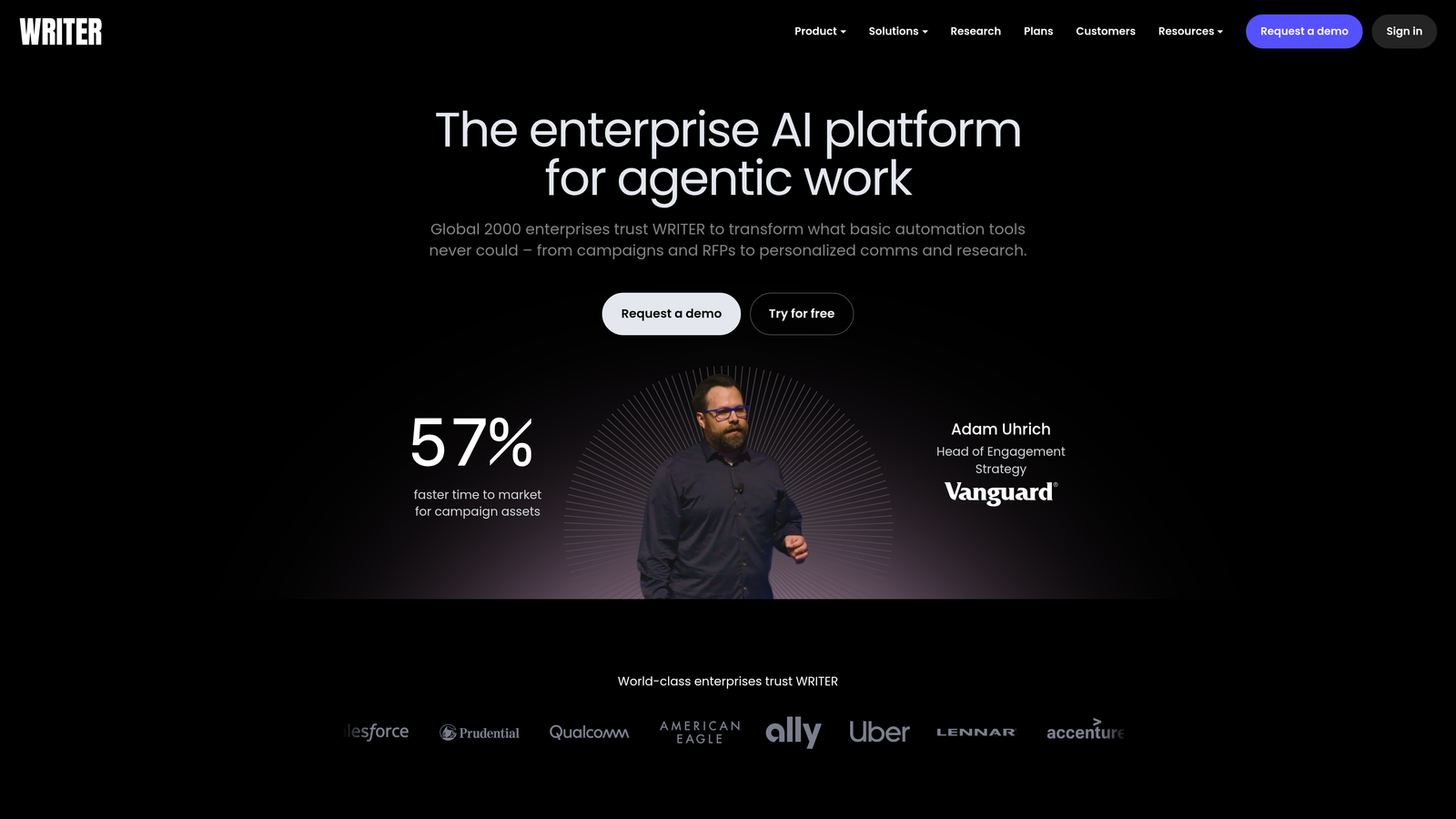 Screenshot of Writer website