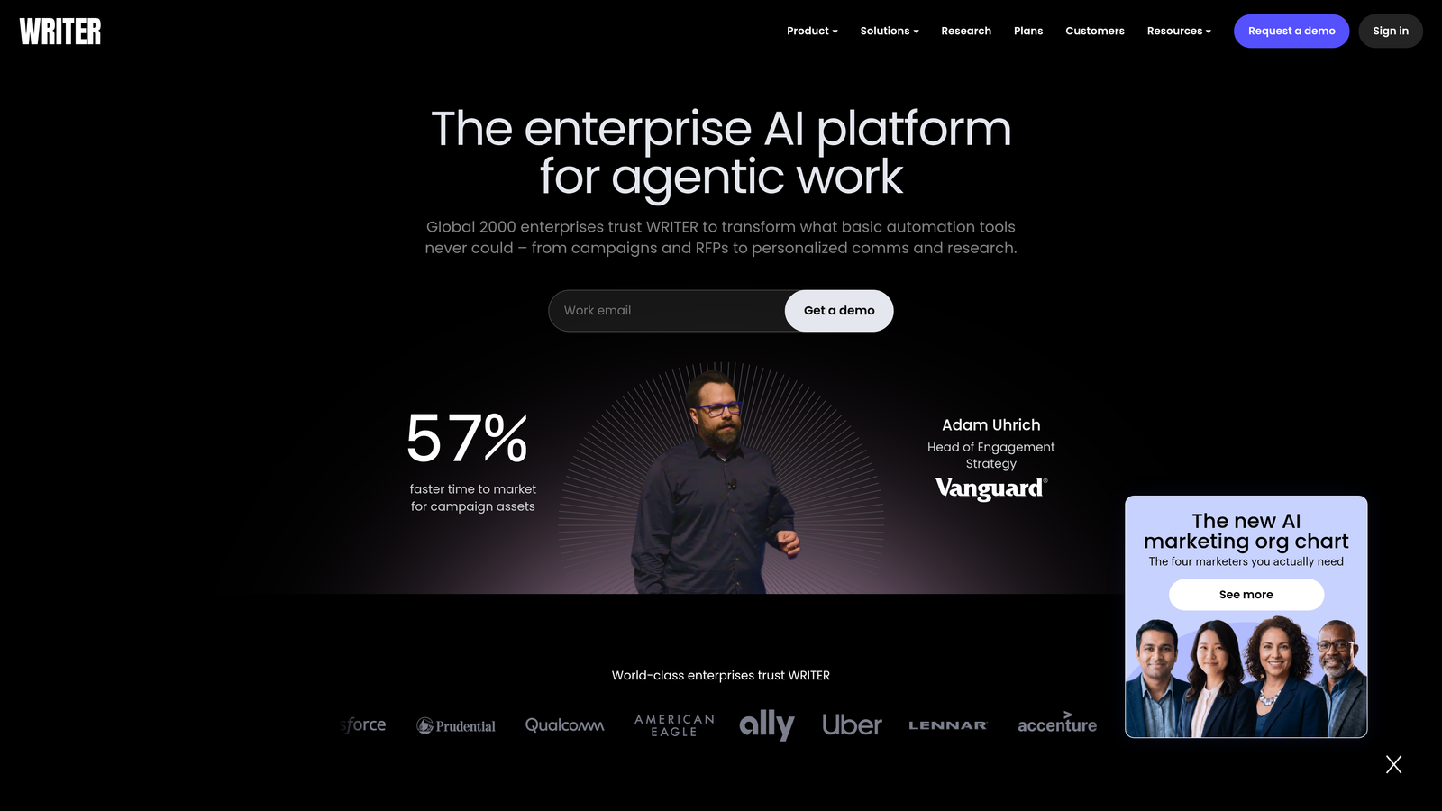 Screenshot of Writer website