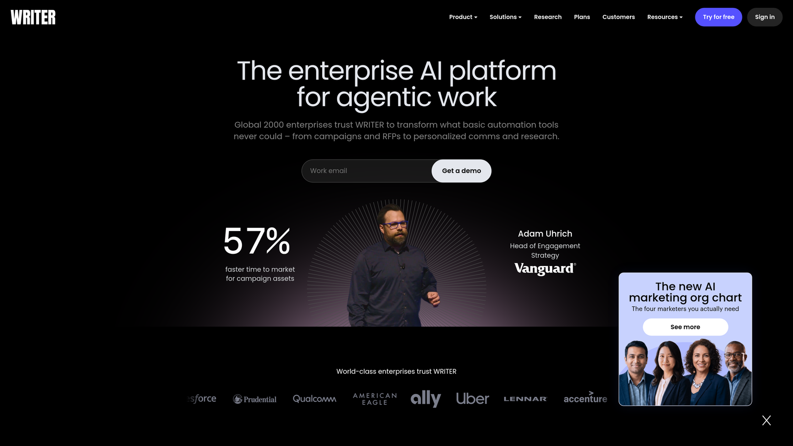 Screenshot of Writer website