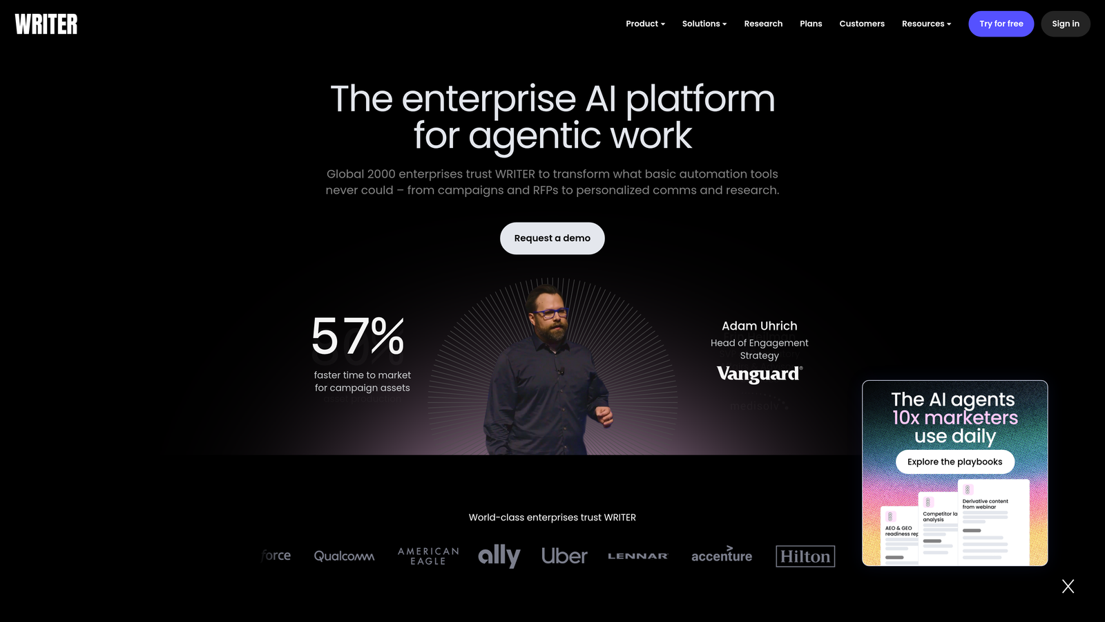 Screenshot of Writer website