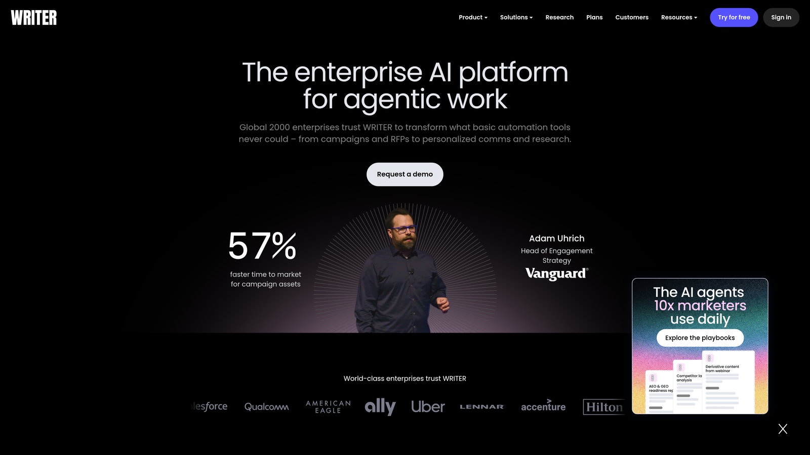 Screenshot of Writer website