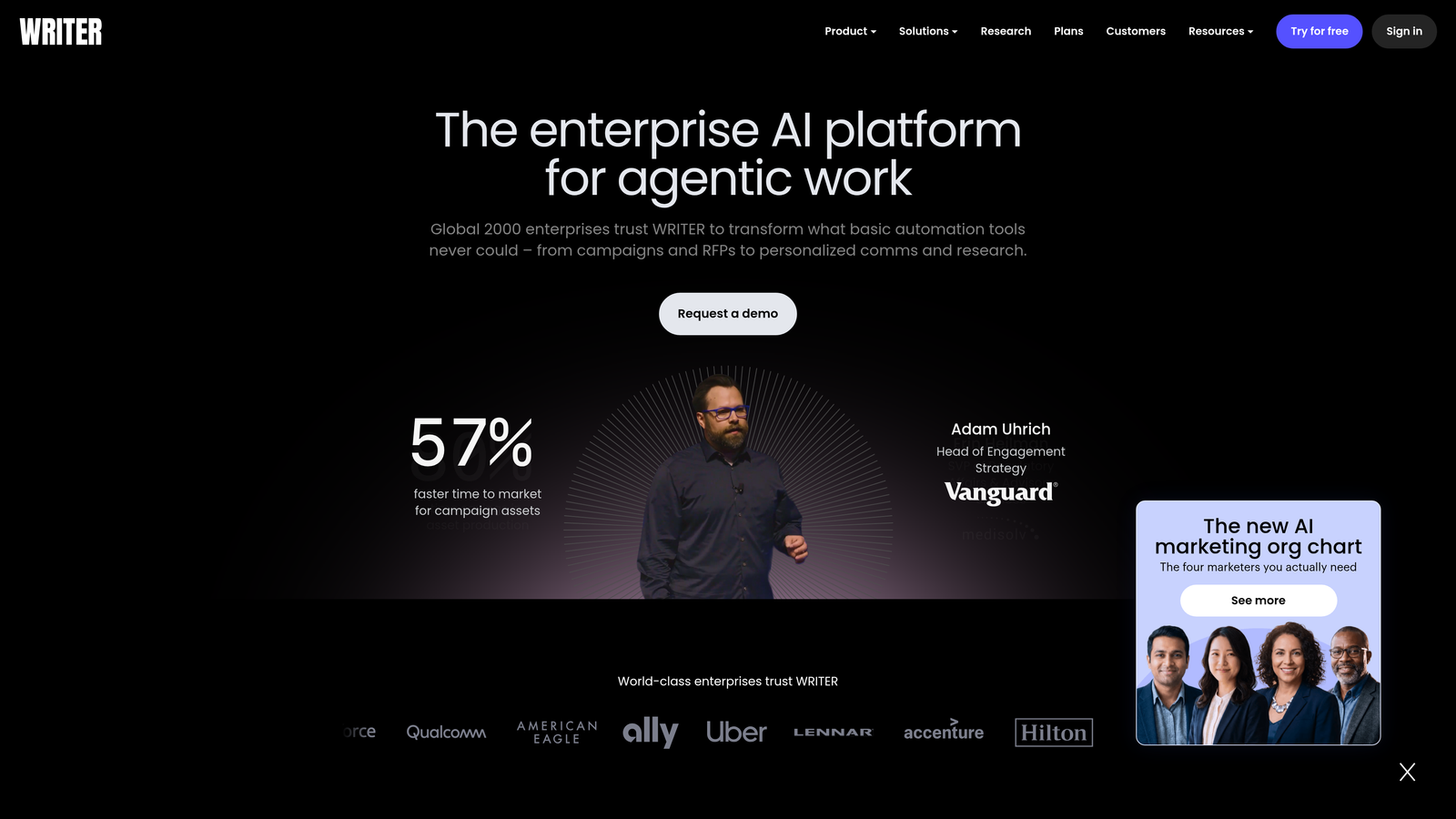 Screenshot of Writer website