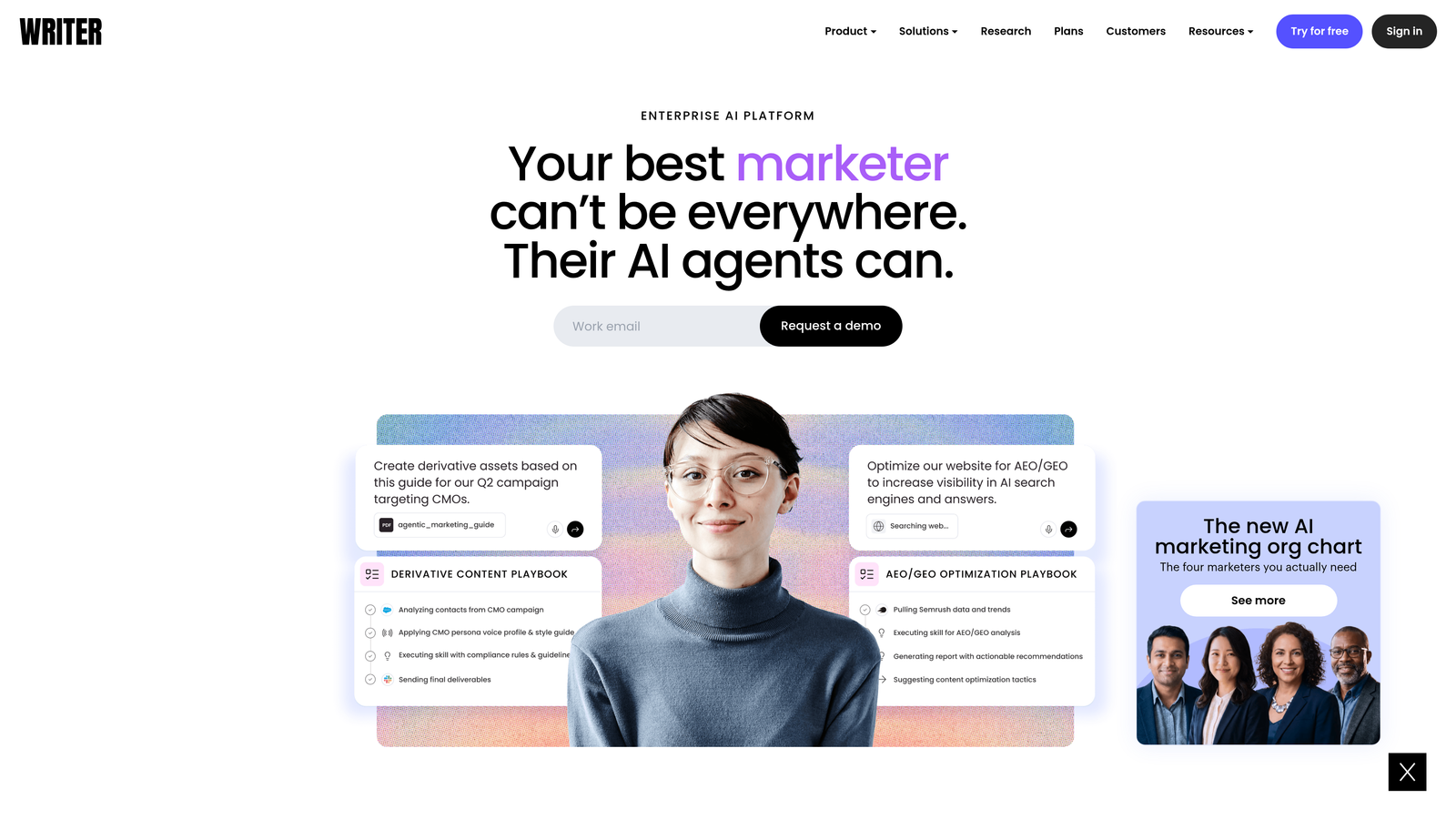 Screenshot of Writer website