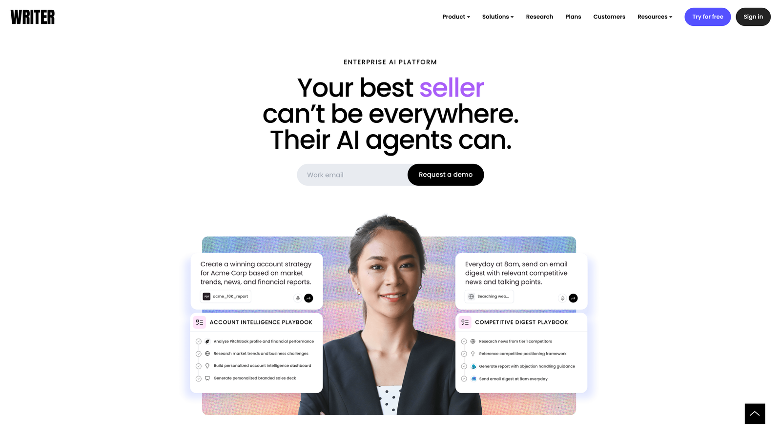 Screenshot of Writer website