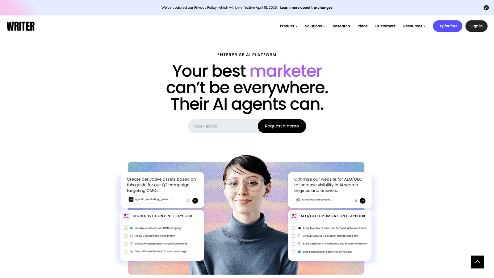 Screenshot of Writer website