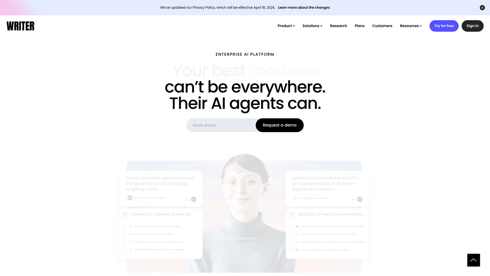 Screenshot of Writer website