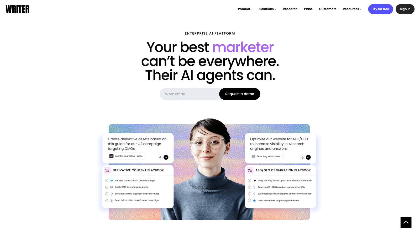 Screenshot of Writer website