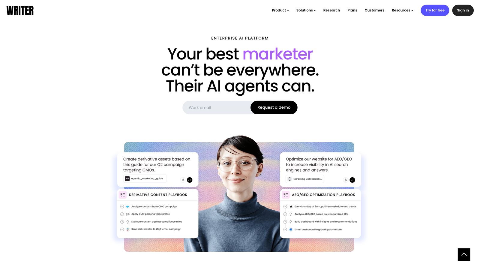 Screenshot of Writer website