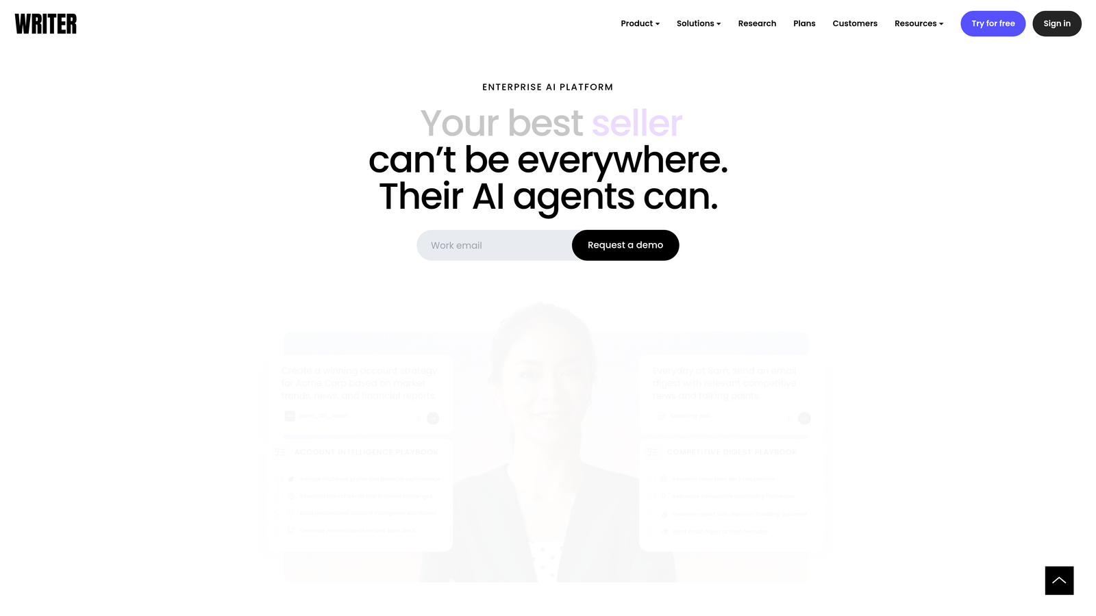 Screenshot of Writer website