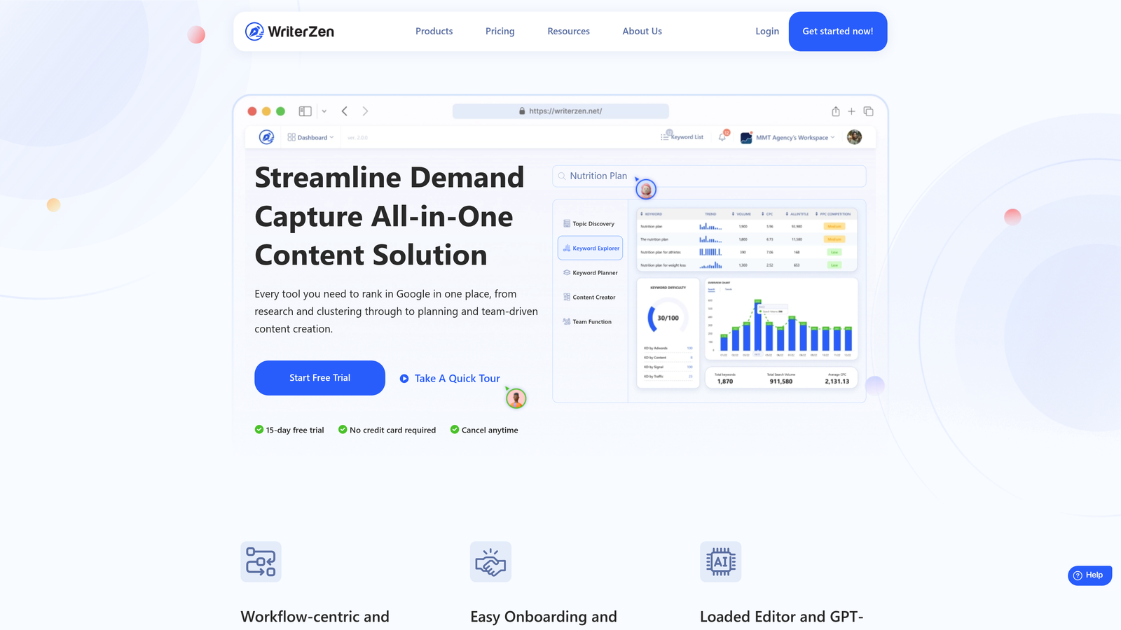 Screenshot of WriterZen website
