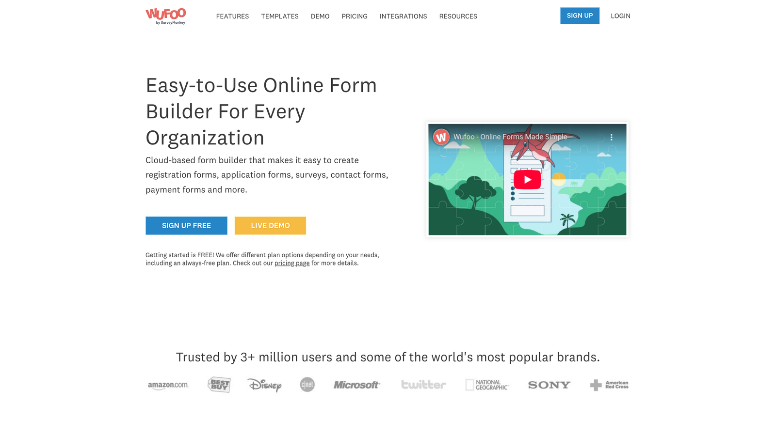 Screenshot of Wufoo website