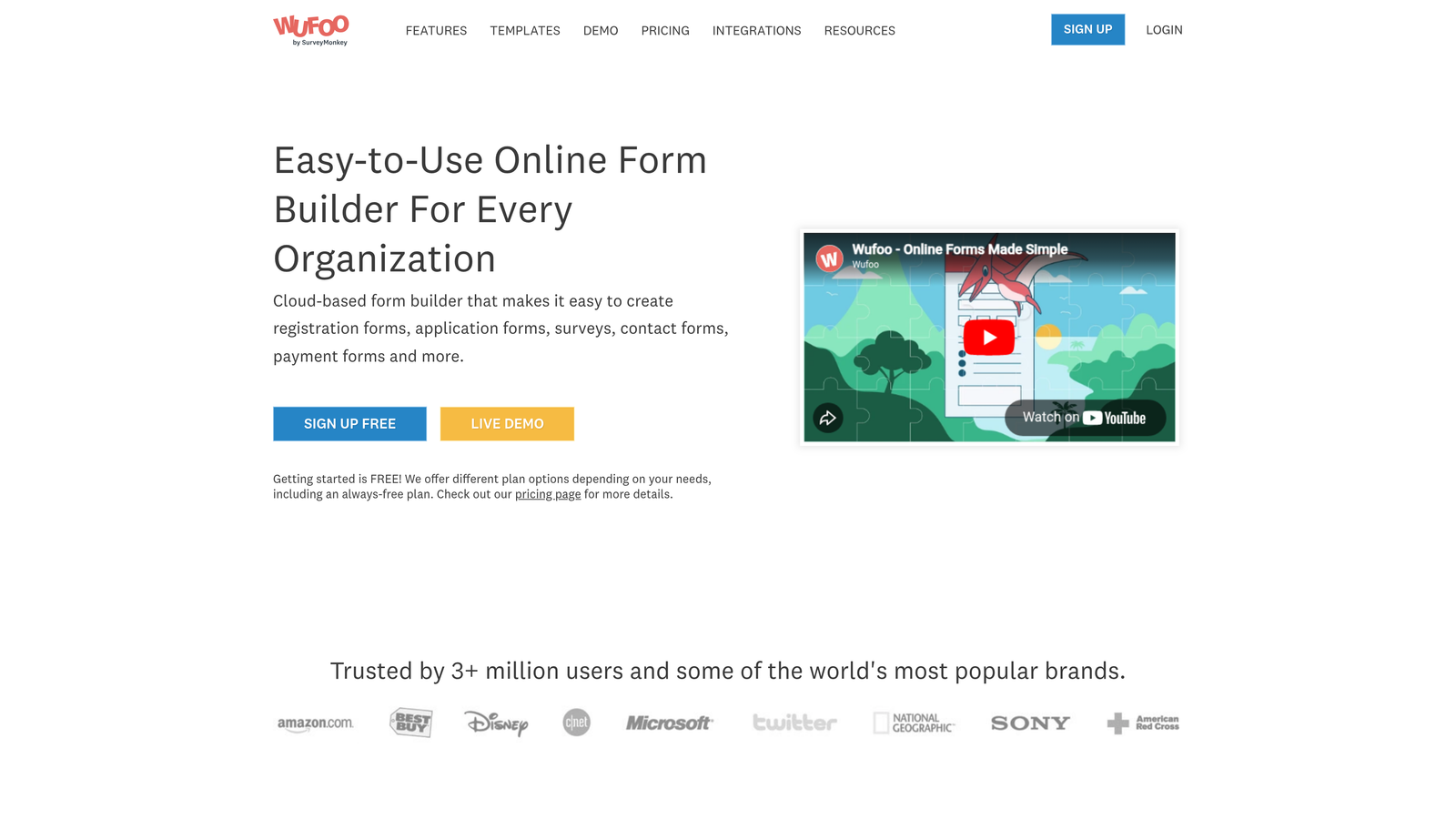 Screenshot of Wufoo website