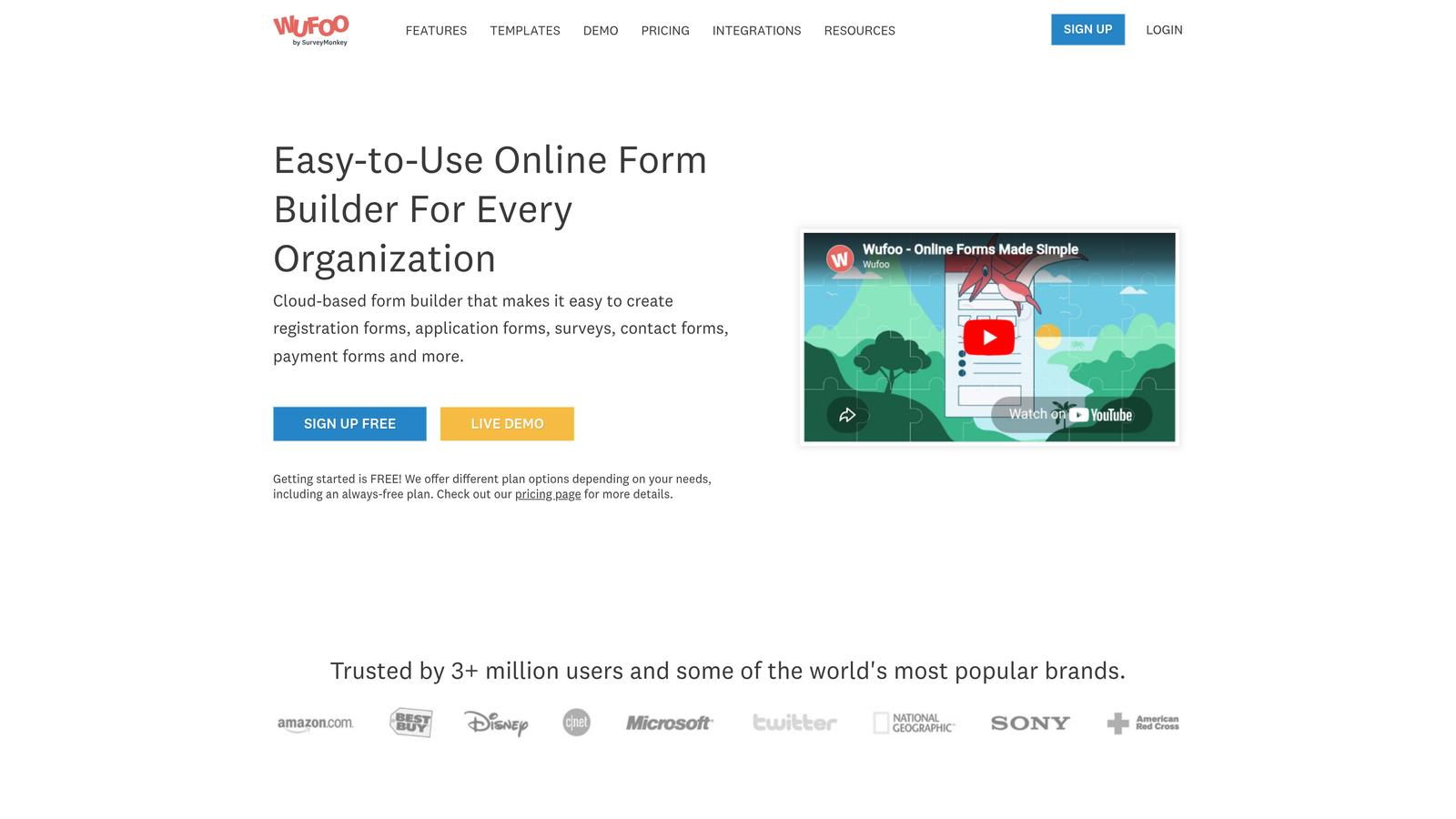 Screenshot of Wufoo website