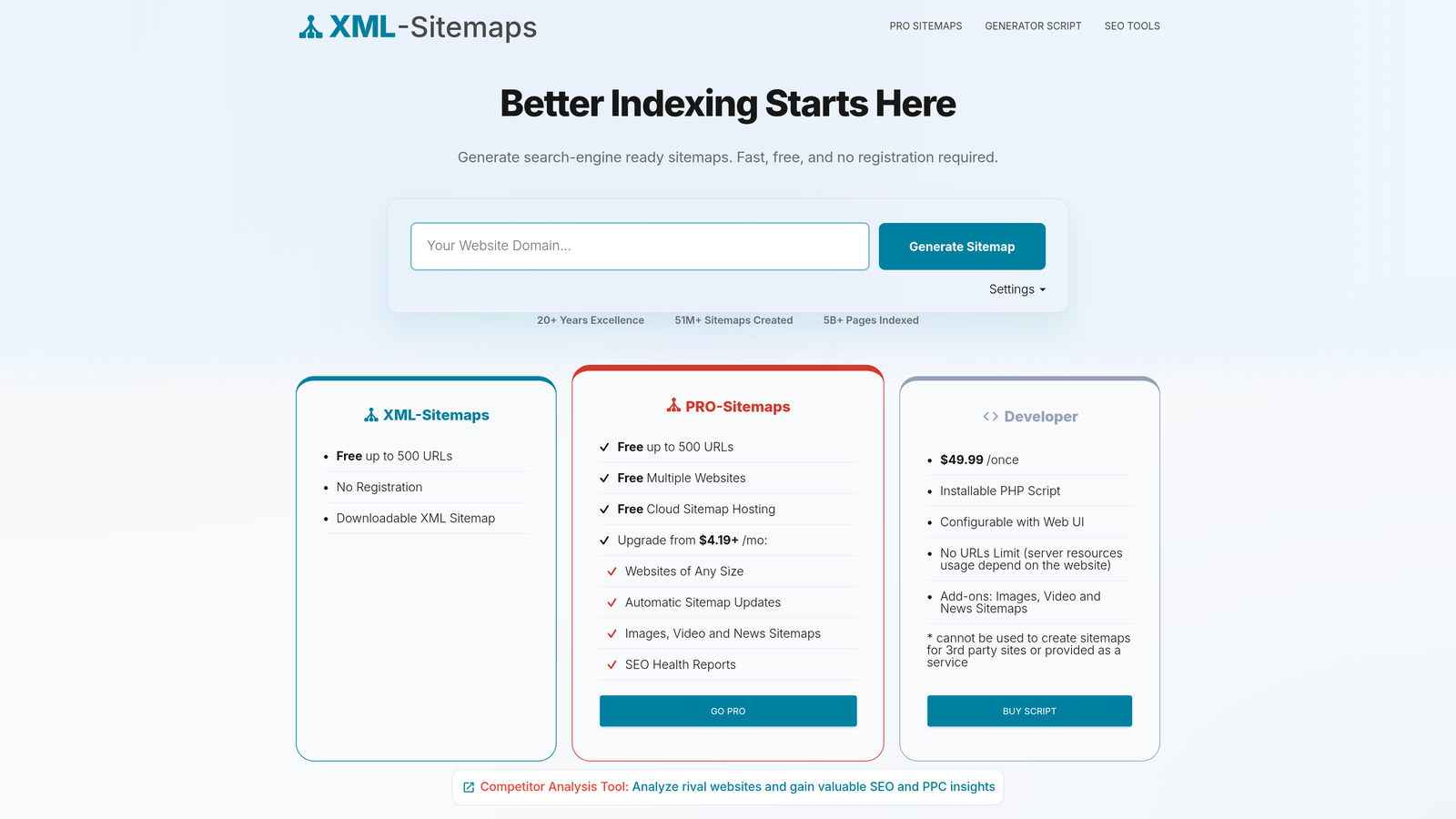 Screenshot of XML-Sitemaps.com website