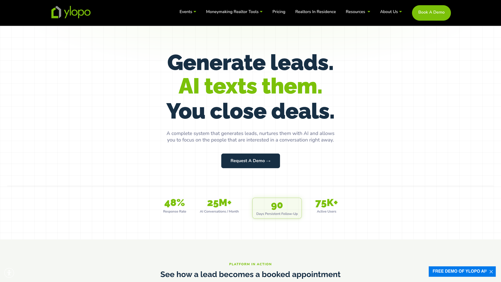 Screenshot of Ylopo website