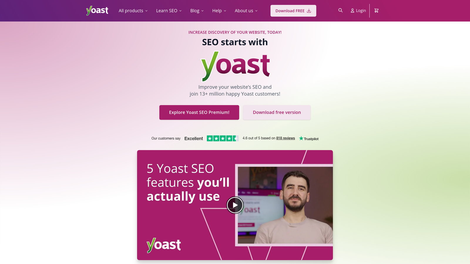 Screenshot of Yoast SEO Premium website