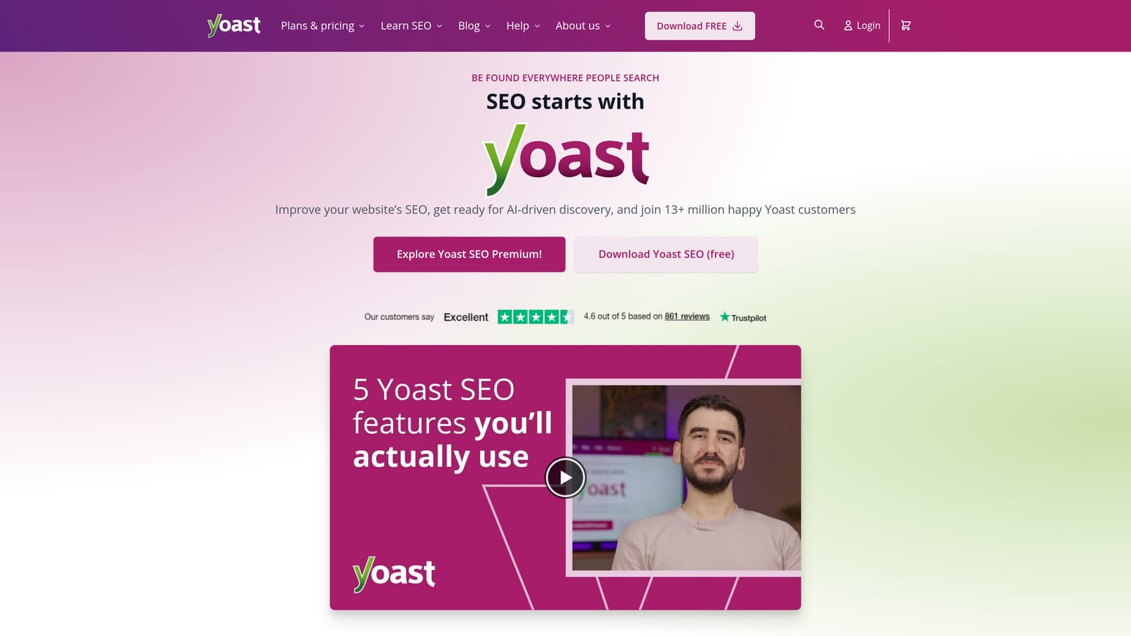 Screenshot of Yoast SEO website