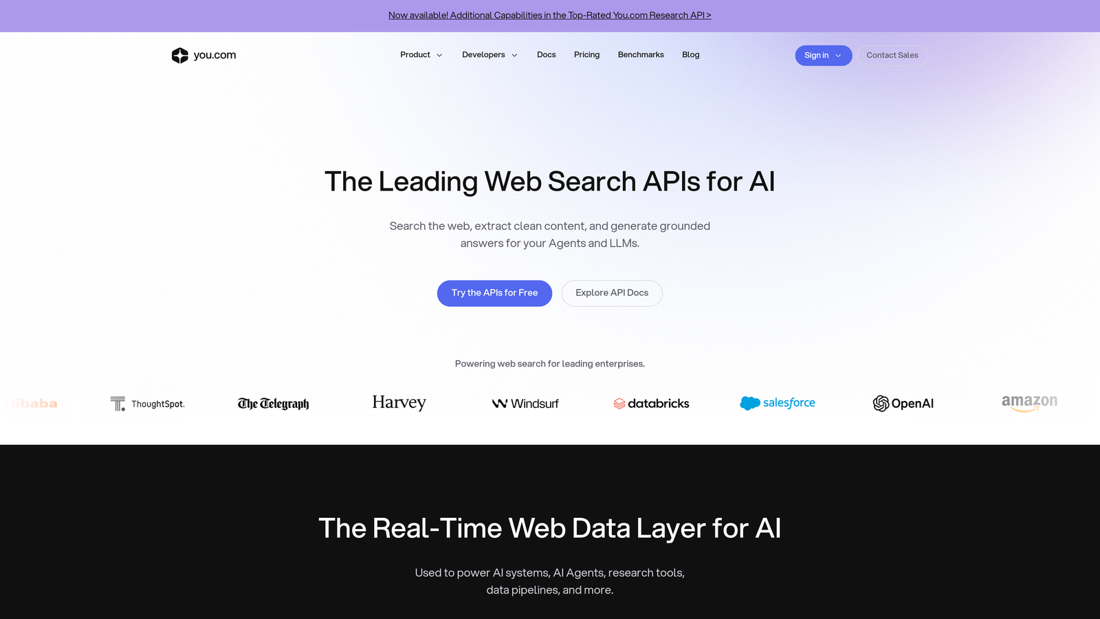 Screenshot of You.com website