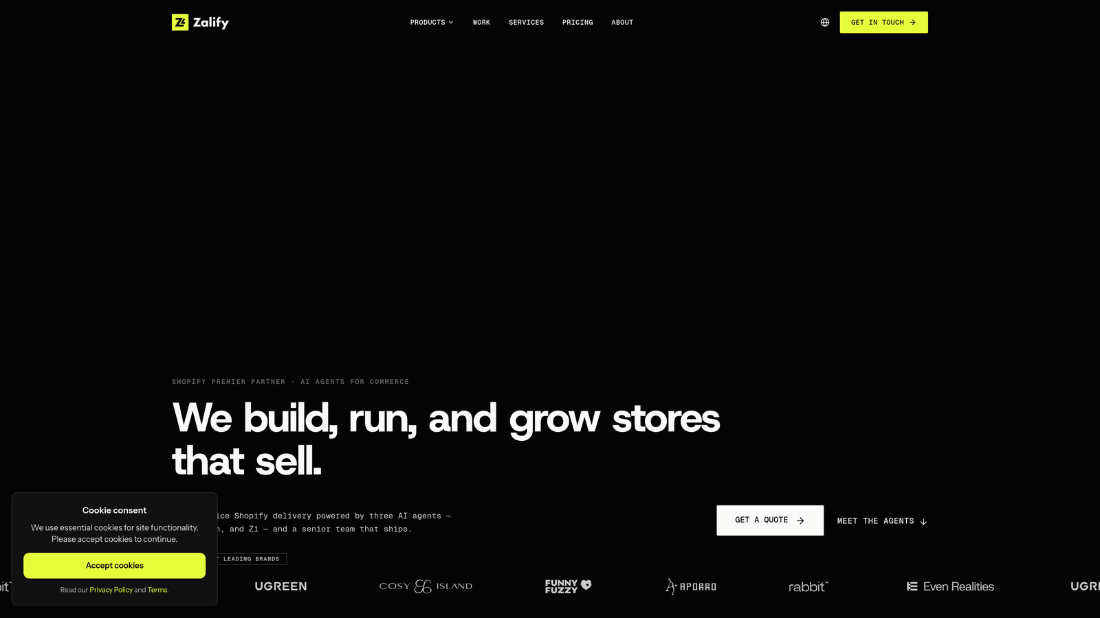 Screenshot of Zalify website