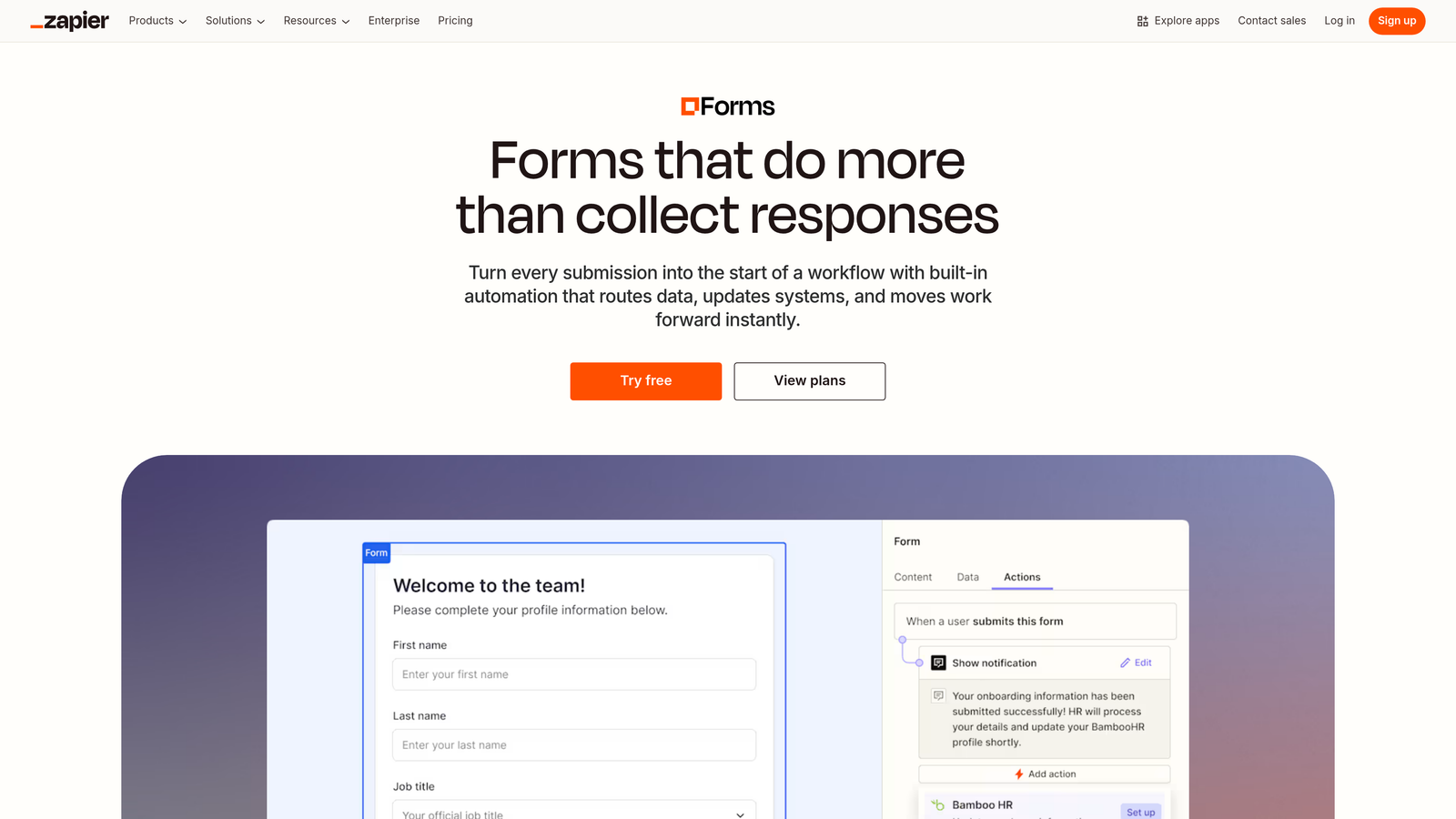 Screenshot of Zapier Interfaces website