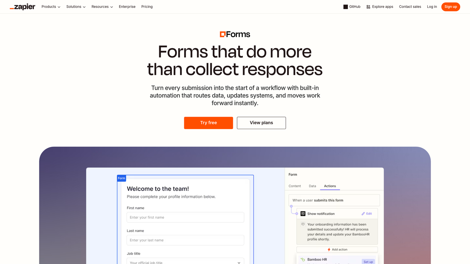 Screenshot of Zapier Interfaces website