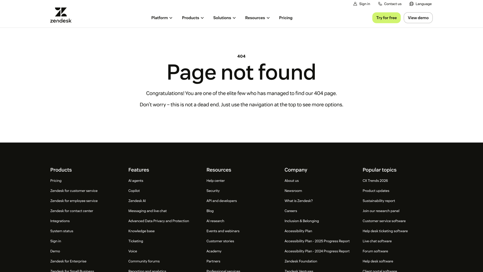 Screenshot of Zendesk Explore website