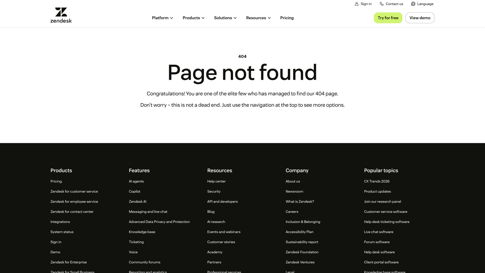 Screenshot of Zendesk Explore website